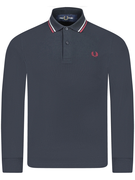 Fred Perry M3636 LS TWIN TIPPED T55 NVY/SWHT/BURNTRED